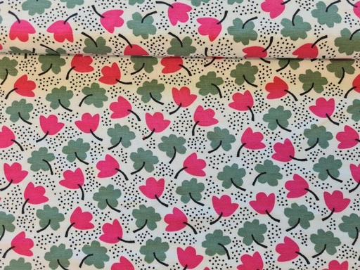Viscose Jersey Blümchen Grün Pink