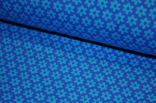 Jersey Blumen Türkis/Aqua