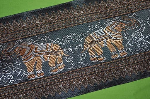 Webband Jaquard Elefant grau 10cm