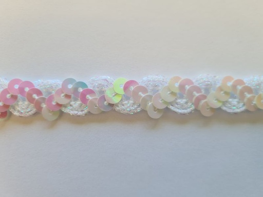 Paillettenband auf Zackenlitze 16mm Weiß