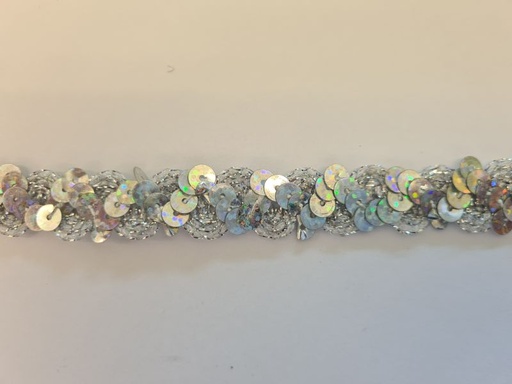 Paillettenband auf Zackenlitze 16mm Silber