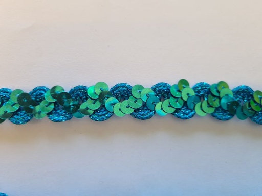 Paillettenband auf Zackenlitze 16mm Türkis