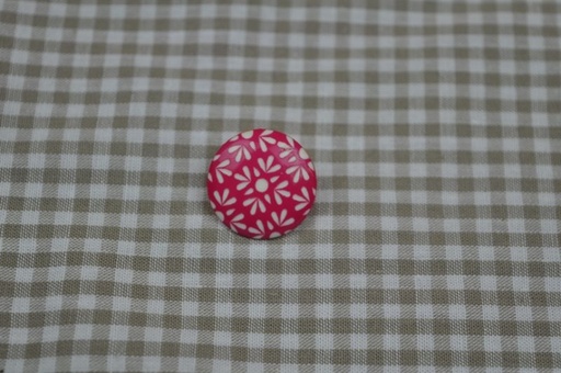 Knopf Tante Ema Blumenmuster Fuchsia