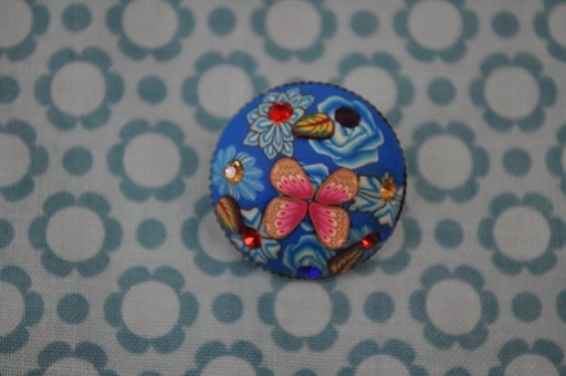 Knopf Blume metall 3d Blau