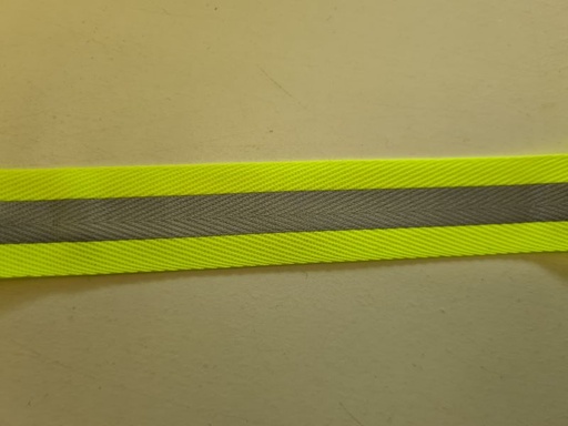 Köperband neongelb 25mm mit Reflektorstreifen 10mm