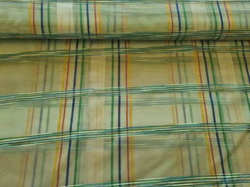 Gardinenstoff Chifon 6 Karos Grüntöne bunt