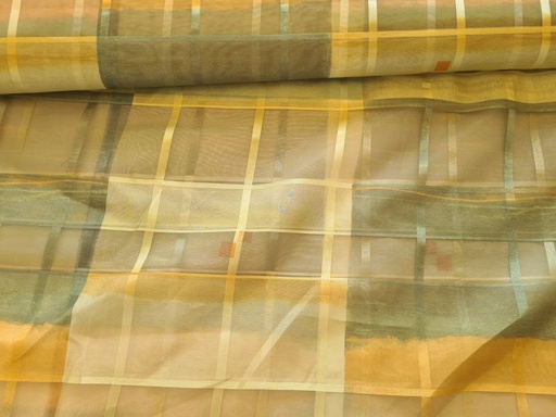 Gardinenstoff Chifon 7 Karos Grüntöne