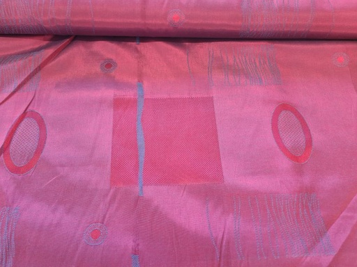 Dekostoff Jquard Satin Kreis Karos Bordaux