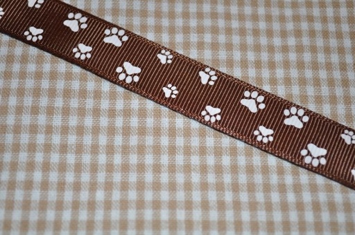 Ripsband Pfoten 15mm dunkelbraun