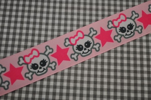 Ripsband Skull rosa