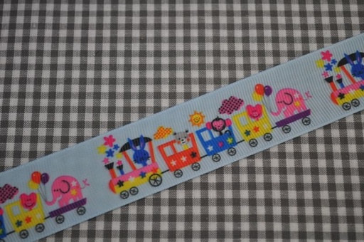 Ripsband Tierzug hellblau