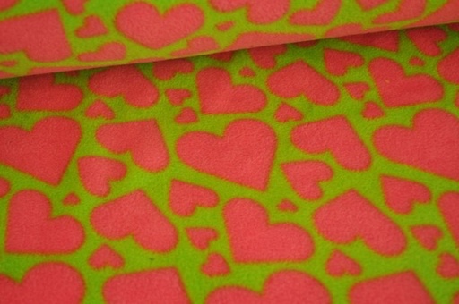 Fleece Herzen lime/pink
