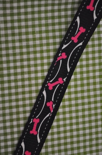 Gurtband 20 mm Knochen dunkelblau/pink