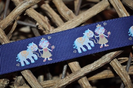 Ripsband Pferde dunkelblau