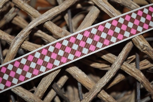 Ripsband mini karo braun