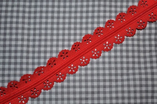 Endlosreißverschluss Spitze 3 mm rot