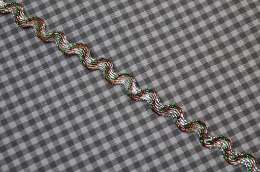 Zackenlitze Lurex 4 mm silber/rot/grün