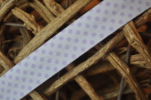 Schrägband Punkte gefalzt 18 mm weiß - flieder