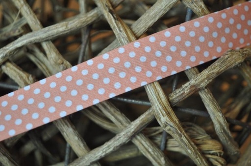 Schrägband Punkte gefalzt 18 mm lachs
