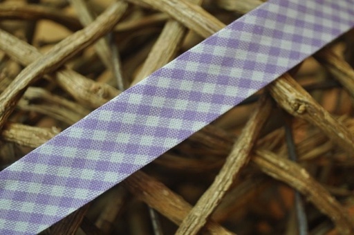 Schrägband mini vichy karo gefalzt 18 mm flieder