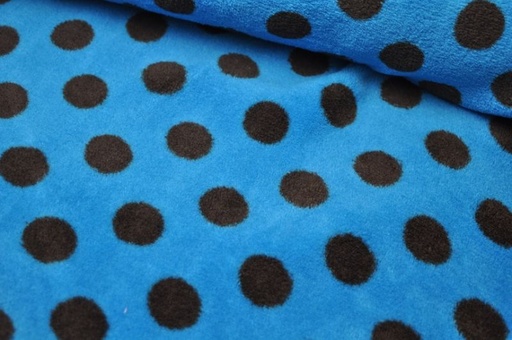 Mikrofleece punkte türkis/dunkelbraun klein